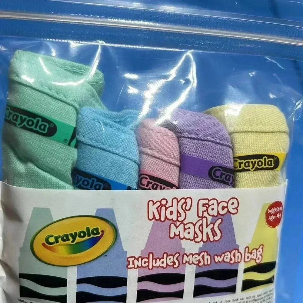 Crayola crayon face mask set of‎ 5 with pouch kids